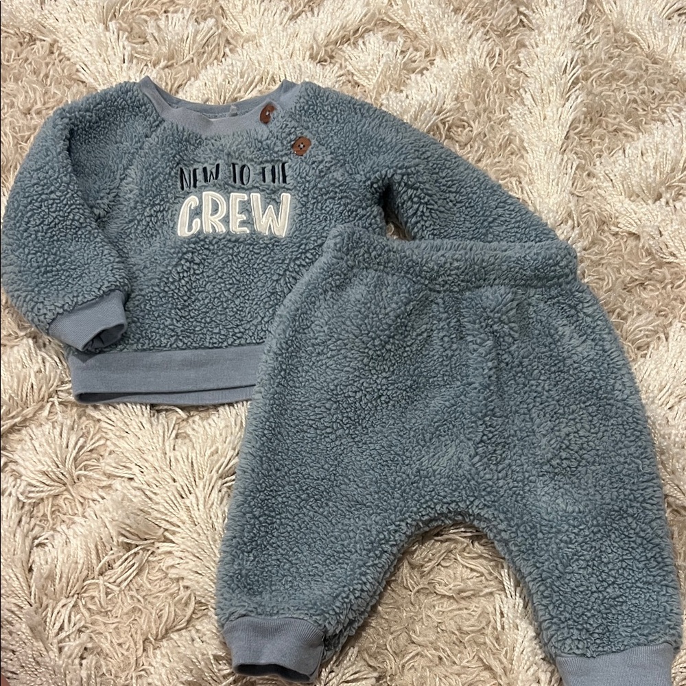 New to the Crew Sherpa Jogger Set - Blue Kids Bottoms